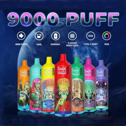RandM Tornado 9000 Puffs | 0%-5% strength, bulk disposable vape - Aiviouvapes