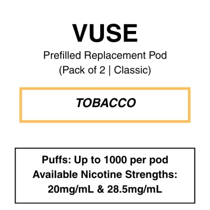Vuse eLiquids – Tobacco – Prefilled Replacement Pods – Pack of 2