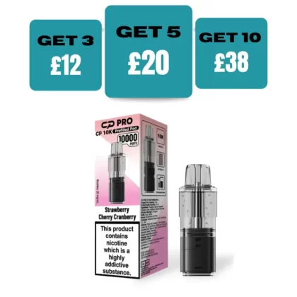 Strawberry Cherry Cranberry Crystal Pro CP10k Prefilled Pods - £4.99 or 3 For £12 - Strawberry cherry cranberry