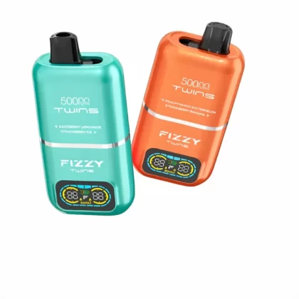 Fizzy Twins 50K Double Flavor Disposable Vape EU Warehouse - Watermelon Ice & Strawberry Kiwi, Strawberry Kiwi Pomegranate & Red Bull; 2-nicotine, 5-nicotine (31D807)