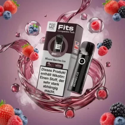Pod Salt Fits Pods – Mixed Berries Ice 20mg/ml (3er Pack) - Pod Salt / 20mg/ml / 2ml / ca. 1.000 pro 3er-Pack / Propylenglykol / pflanzliches Glycerin / Aromastoffe / Nikotin / Ja