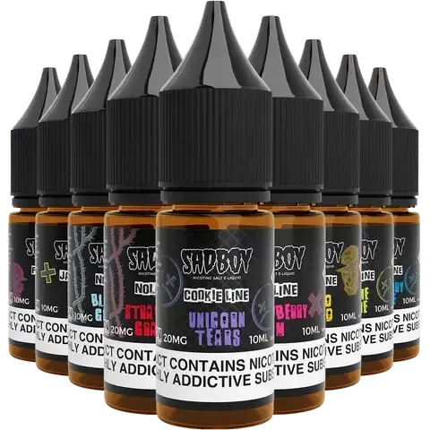 SadBoy 10ml Nic Salts - Nic Strength#10mg>20mg~Flavour#Blueberry Cookie>Blueberry Jam>Blue Cotton Candy>Butter Cookie>Blueberry Granola>Custard Cookie>Keylime Cookie>Lemon Jam>Mango Blood>Ma