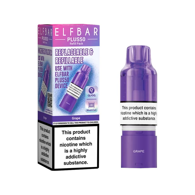 Grape ElfBar Plus 50 Refill Pack - Ecigwizard