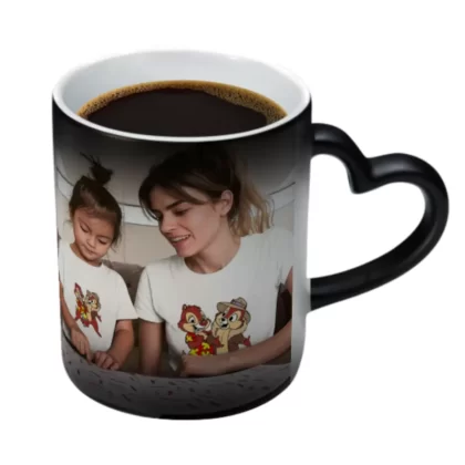 Custom Personalised Magic Photo Mug (Double sided different photos) with a heart-shaped handle - Made in USA, Free Fast Shipping - Double sided different photos / 300ml