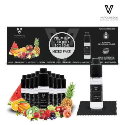 Vapoursson e-Liquid – Mixed Fruit Cleanser Pack 0mg 10ml Bottle x 10 Pack | Cigee