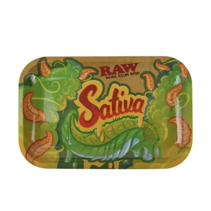 RAW Metal Rolling Tray - 11" x 7" - Sativa