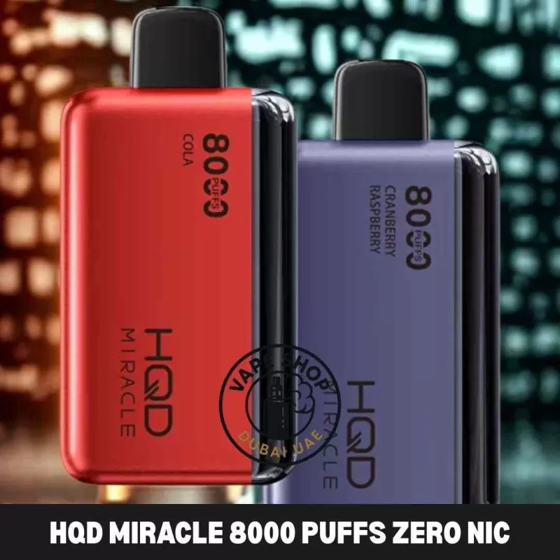 Hqd miracle 8000 puffs zero nicotine (0%) Disposable Vape Buy in Dubai - Vape Product, BOX OF 10 PCS; Black Dragon, Black Ice
