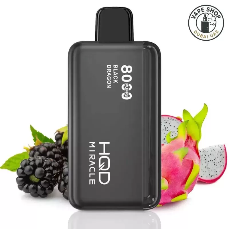 Hqd miracle 8000 puffs zero nicotine (0%) Disposable Vape Buy in Dubai - Vape Product, BOX OF 10 PCS; Black Dragon, Black Ice - Image 2