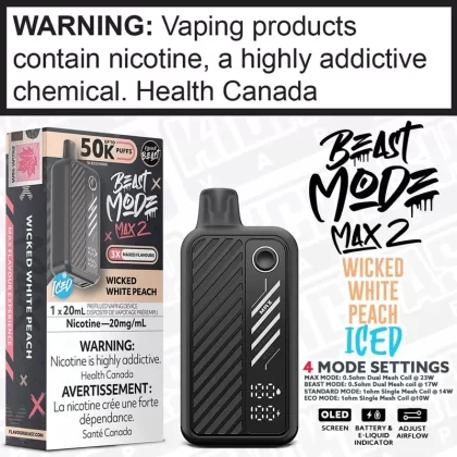 Wicked White Peach Iced BEAST MODE MAX 2 -50K -20mL