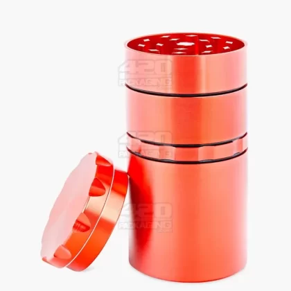 Multi Compartment Metal Grinder w/ Catcher | 5 Piece – 50mm – Red - Ejuicewarehouse