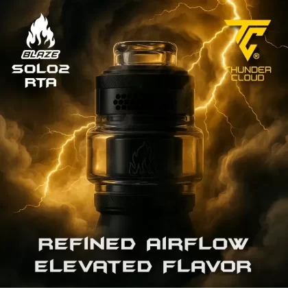 Blaze SOLO2 RTA – Thunder Cloud - Color#Black>SS>Gold>Blue>Purple>Matte Gunmetal>Straight Glass replacement>Bubble Glass replacement (91B6DF)