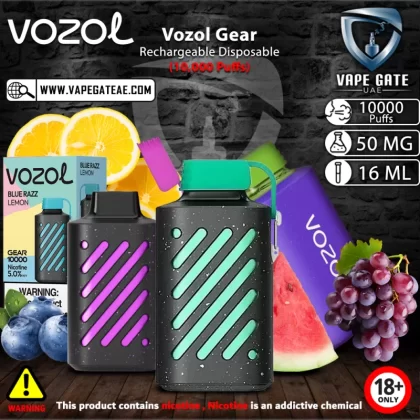 Vozol Gear Rechargeable Disposable Vape (10,000 Puffs) - Grape Ice / 50 mg