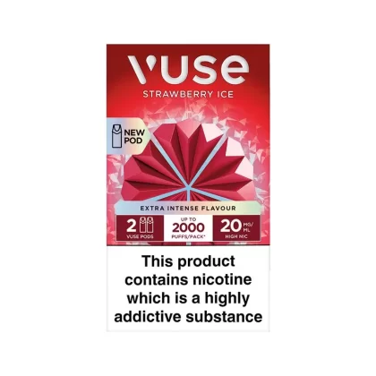 Vuse Extra Intense Strawberry Ice Pods (2 Pack) - Strength#20mg>10mg (71A6EE)