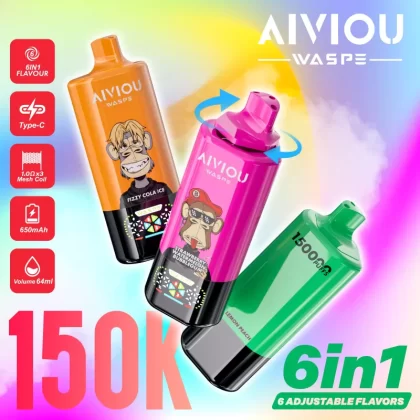 WASPE AIVIOU 150K | 150000 puffs, 64mL, 6 options in one, 6-in-1, longest-lasting, bulk disposable vape - Aiviouvapes