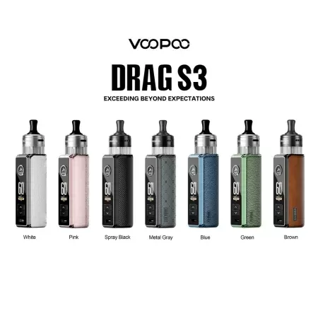 VOOPOO Drag S3 Vape Kit - Colour#Blue>Brown>Green>Metal Gray>Pink>Spray Black>White