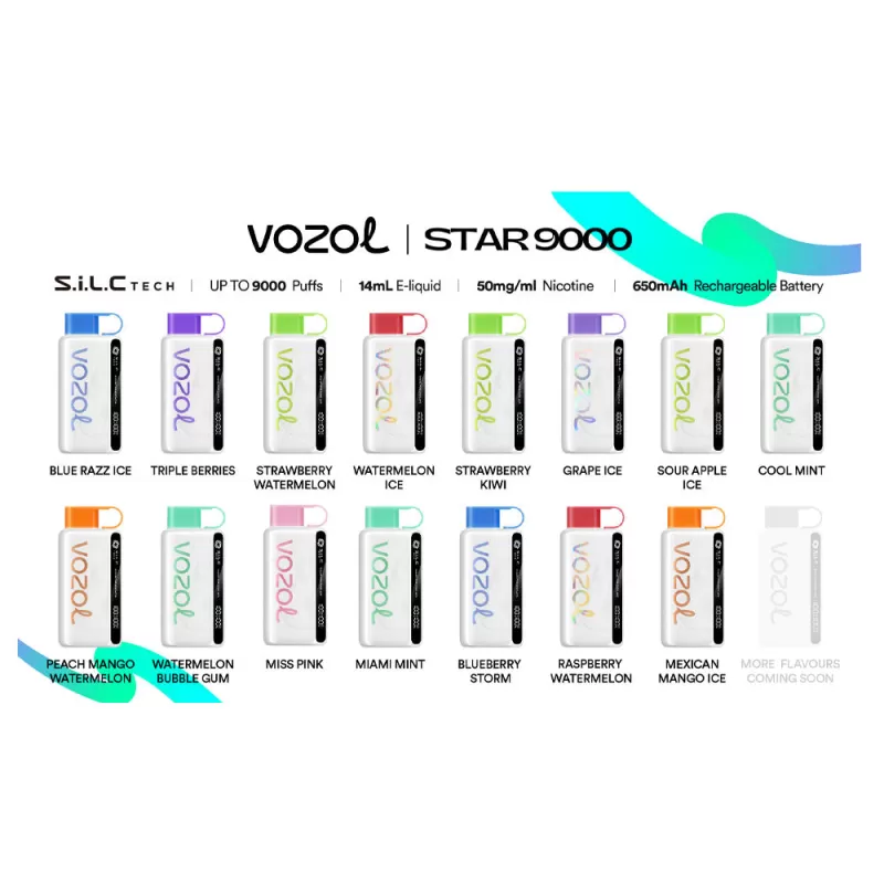 Vozol STAR 9000 Disposable Vape - 9000 Puffs - Strawberry Watermelon - Image 2