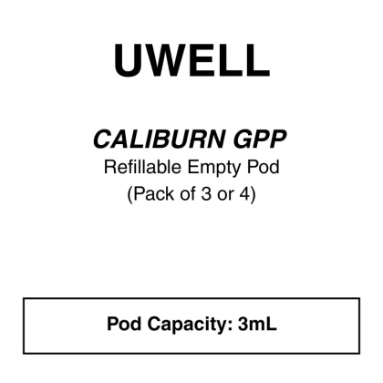 Uwell – Caliburn GPP Refillable Cartridge (Compatible with Caliburn G3 and G4 Series) - 0..9ohm (Side Fill) - Pack of 3, 0.4ohm (Top Fill)