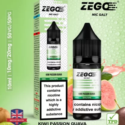 Zego Kiwi Passion Guava Nic Salt Vape Juice - 10 Pack
