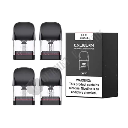 Uwell Caliburn G3 Replacement Pods - Size#4 Pack~Resistance#0.4 Ohm>0.6 Ohm>0.9 Ohm>1.2 Ohm
