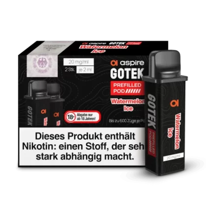 Aspire Gotek x Prefilled Pod – Watermelon Ice (2er Pack) - Aspire GoTek X / Propylenglykol / Aromastoffe / Glycerin / Nikotinsalz / Cooling Agent
