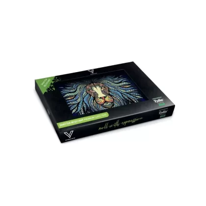 V Syndicate Tribal Lion Glass Rolling Tray - Length#6.5 Inches>10.5 Inches