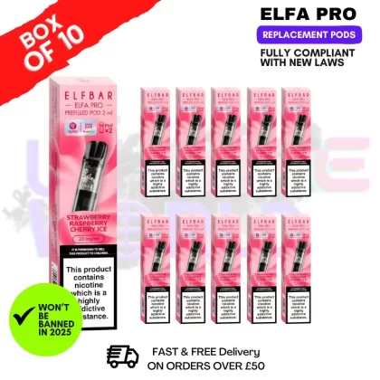 Strawberry Raspberry Cherry Ice Elf Bar Elfa Pro Prefilled Pod Box Of 10