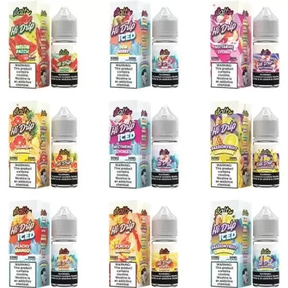 Hi-Drip Salt Nic Premium E-Liquid 30ml - Nectarine Lychee ICED / 50mg - Skullvaping