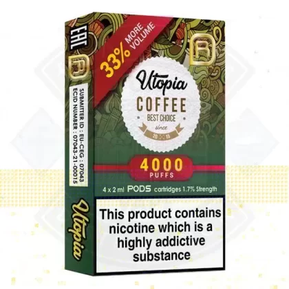 Utopia NanoStix Pods- Coffee 4000puff 1.7%/ 4pack