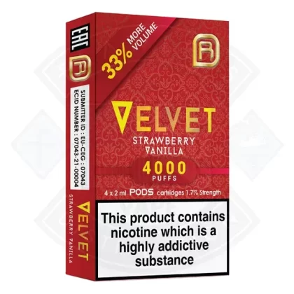 Velvet NanoStix Pods- Strawberry Vanilla 4000puff 1.7%/ 4pack