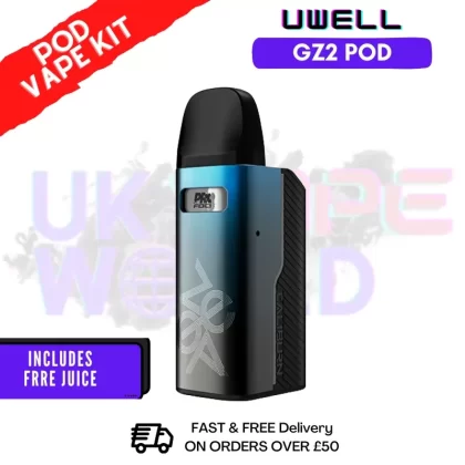 Blue Black Uwell Caliburn GZ2 Pod Kit + Free Nic Salt