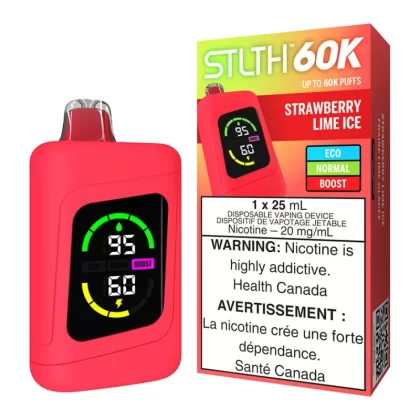 STLTH 60K Disposable Vape Device - Strawberry Lime Ice - 20mg/ml