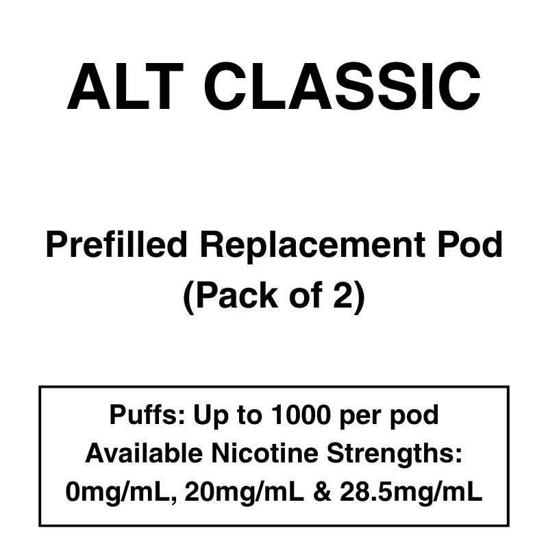 alt. Classic – Prefilled Replacement Pods – Pack of 2 - Menthol (Menthol Ice), Menthol Spearmint (Arctic Menthol); Vape Product, Vape Product; Dessert & Sweets, Ice & Mint