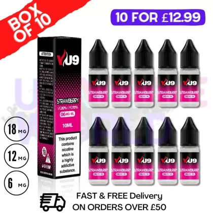 Strawberry VU9 E-Liquid Juice 10ml Nic Eliquid – 10 x 10ML Bundle