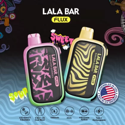 Assembled in USA | LALA BAR FLUX 40K Puff Disposable Device - 40,000 Puffs - Miami Mint (Ice+Sweet)