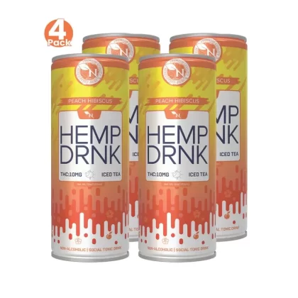 DELTA 9 + CBD BEVERAGE – Peach Hibiscus – 50MG – 4 PACK