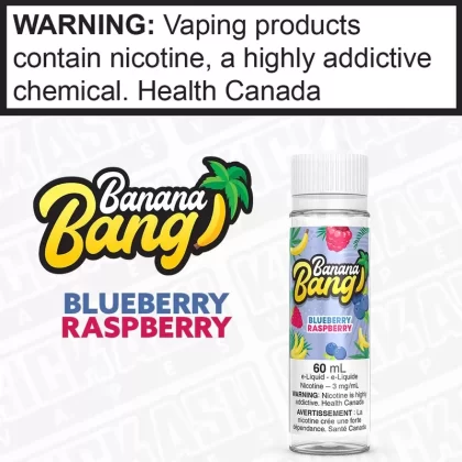 Blueberry Raspberry by Banana Bang - Strength#3 mg/mL 60mL ONTARIO EXCISE STAMP>0 mg/mL 60mL ON>6 mg/mL 60mL ONTARIO EXCISE STAMP>12 mg/mL 60mL ONTARIO EXCISE STAMP