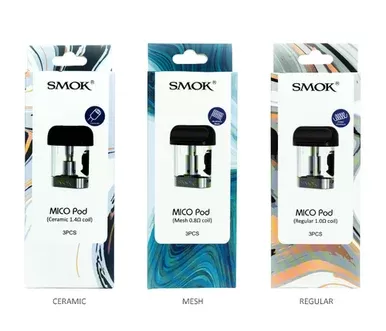 SMOK Mico Replacement Pods (3-Pack) - Coil Type & Resistance#Ceramic 1.4ohm>Mesh 1.0ohm