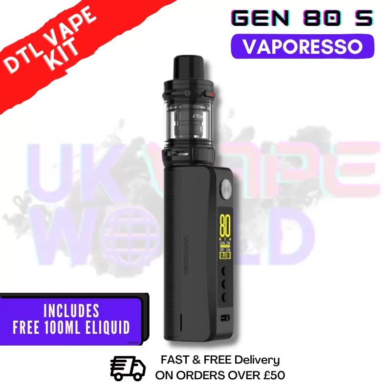 Black Vaporesso GEN 80 S Vape Kit + Free 100ml – £27.99