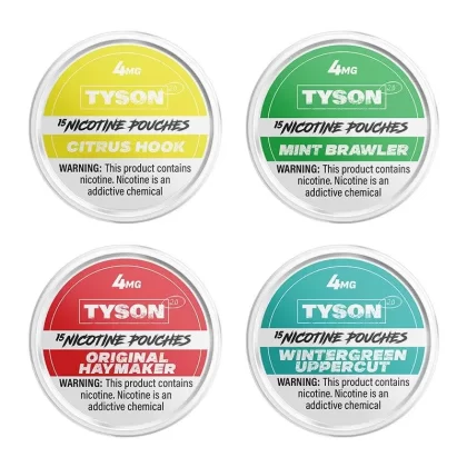 Tyson 2.0 Nicotine Pouches - flavors#Citrus Hook>Mint Brawler>Original Haymaker>Wintergreen Uppercut