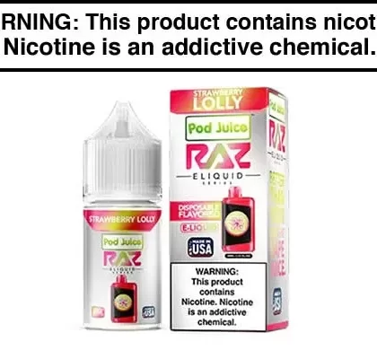 STRAWBERRY LOLLY BY POD JUICE SALTS X RAZ 30ML - Vapejuice