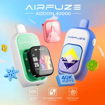AIRFUZE Addon 40K Disposable Device - 40000 Puffs - Addon w/ Art Patch (10% Chance to Win Smartwatch) / Sour Apple Grape (Sour Control)