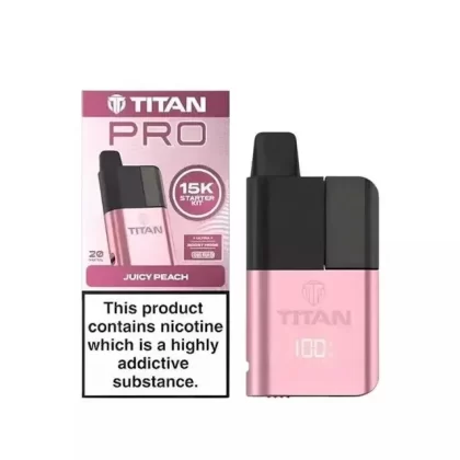 Titan Pro 15K Prefilled Pod Kit - Flavour#Juicy Peach>Banana Ice>Blue Raspberry>Blue Razz Lemonade>Blueberry Sour Razz>Cherry Cola>Cherry Fizz>Cola Freeze>Cool Mint>Fresh Mint>Grape Ice>Lemo