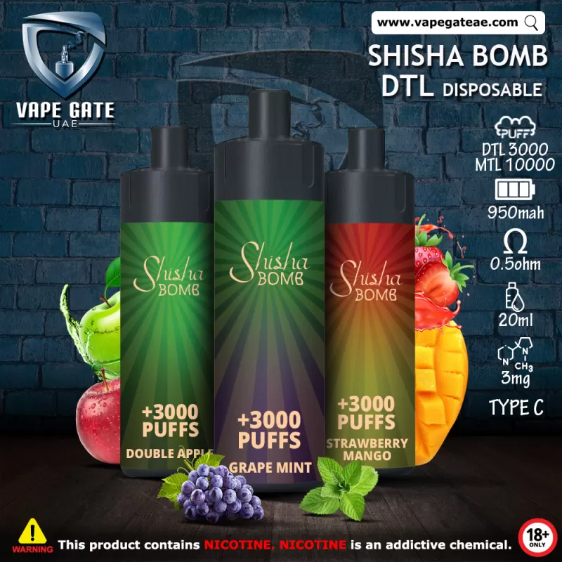 Shisha Bomb Rechargeable Disposables Vape ( +10000 Puffs ) - Lychee - Image 3