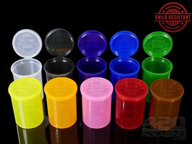 Squeezetops® PST30 Transparent Mix Child Resistant Containers 600/Box