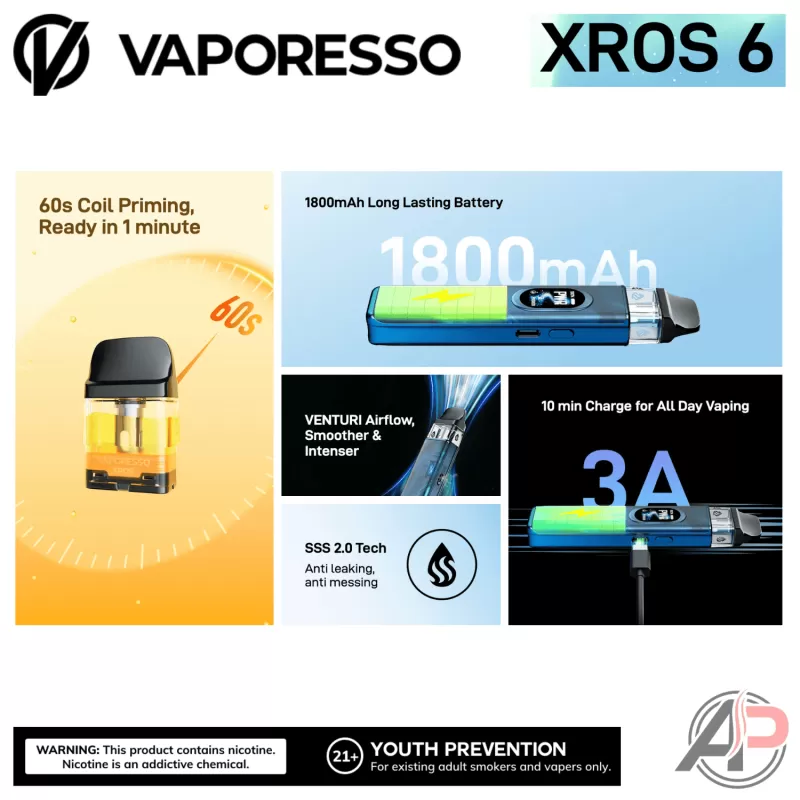 Vaporesso Xros 6 30w Pod System Starter kit Device - Image 2