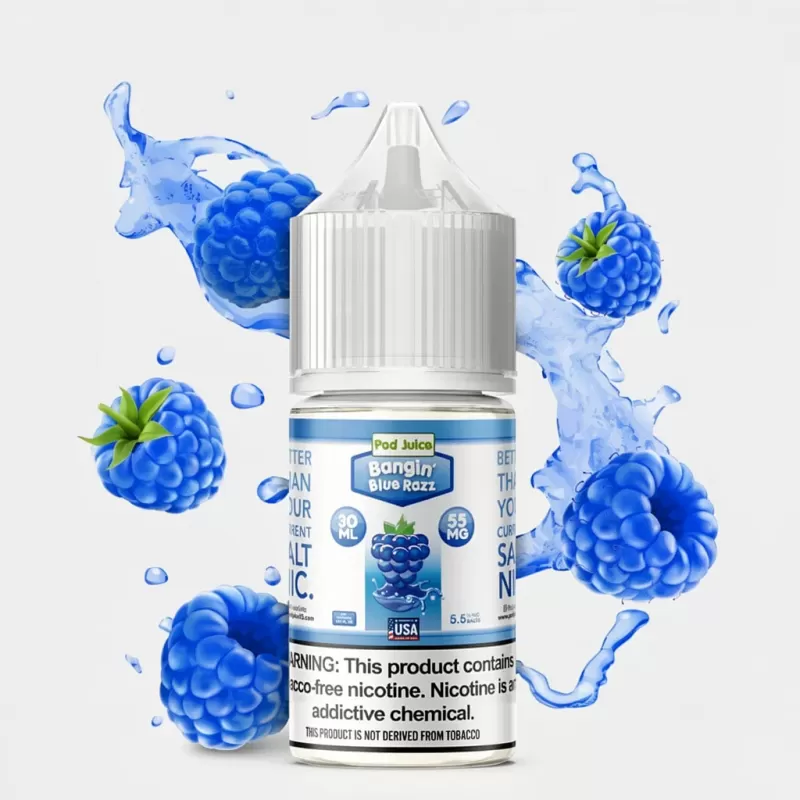 Bangin’ Blue Razz SALT – Pod Juice – 30mL – Candy Nic Salt - Uwinvapeaustralia